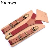 【YF】✾✿✙  Yienws Leather Suspenders Men Pant Braces for Man Burgundy Adultes Tirantes Cuero Bretels 115cm YiA055