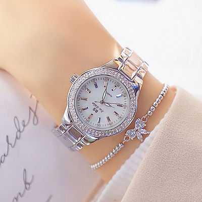 2021 Gold Ladies Wrist Watches Dress Watch Women Crystal Diamond Watches Stainless Steel Silver Clock Women Montre Femme 2021