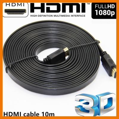 HOT!!ลดราคา สาย HDMI 10m เมตร v1.4 แบบแบน (Black) ##ที่ชาร์จ แท็บเล็ต ไร้สาย เสียง หูฟัง เคส Airpodss ลำโพง Wireless Bluetooth โทรศัพท์ USB ปลั๊ก เมาท์ HDMI สายคอมพิวเตอร์