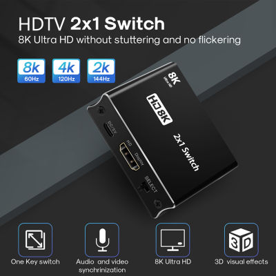 Ultra HD 8K KVM Switch 2 In 1 Out HDMI 2.1 Video Switcher Selector Video Splitter Converter สำหรับ PS เกมคอนโซล