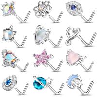 ZS 20G Devil Eye Nose Studs Stainless Steel Nostril Piercing Zircon Heart Flower Nose Piercing Jewelry Copper Butterfly Jewelry Body jewellery