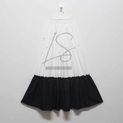 Long skirt กระโปรง ลำลองเอวยางยืด รุ่นทูโทน 3ชั้น กระโปรงทำงาน กระโปรงราคาถูก เลือกใส่กับอะไรก็สวย เนื้อผ้าดี ใส่สบาย SK-A103