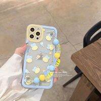 เคสโทรศัพท์นิ่มลายการ์ตูนผึ้ง3D น่ารักสำหรับ iPhone 13 12 11 Pro XS Max X XR 7 8 Plus ฝาครอบด้านหลังกันกระแทก