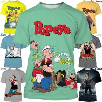 2023 NEW2022ฤดูร้อนใหม่คลาสสิกร้อนขาย Popeye เซเลอร์แฟชั่นลำลอง3D พิมพ์ผู้ชายลูกเรือคอแขนสั้นด้านบนเสื้อยืด U Nisex