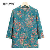 BTB.WO Blouse ฤดูร้อนแฟชั่นผู้หญิงสูงอายุคุณภาพสูงเสื้อยืดไซส์พลัสอายุ60-80ปี