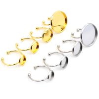 6 8 10 12 14 16 18 20mm Stainless Steel Gold Plated Adjustable Ring Settings Blank Base Fit 6-20mm Glass Cabochon Buttons Bezels DIY accessories and o