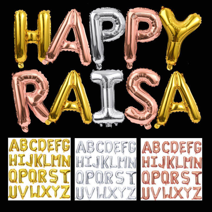 HX182 Balon Foil Huruf Abjad Nama Happy Birthday Letter 16 Inch 40 Cm ...