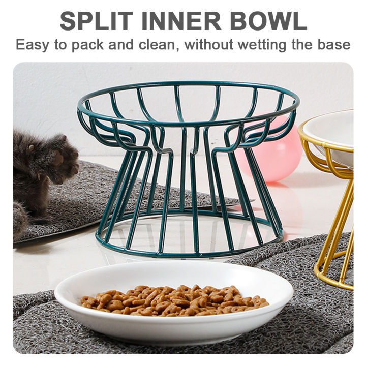 feeding-anti-vomit-home-food-water-pet-supplies-small-dog-with-metal-stand-non-spill-fish-bone-pattern-whisker-friendly-wet-dry-wide-shallow-ceramic-cat-bowl