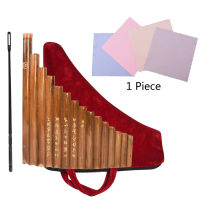 Pan Flute 15 s Natural Bamboo Wind Instrument G Key Pan Chinese Traditional Woodwind Instrument with Cleaning Bar Bag