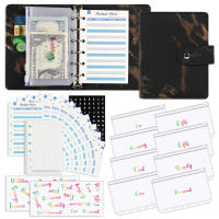 Hand Book Binder Budgeting Notepad Marble Pattern Notebook Loose-leaf Daily Planner Cash Budget Planner