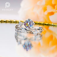 PRINGXY Moissanite ที่มีใบรับรอง GRA S925เงินสเตอร์ลิงทองคำขาวชุบแหวนสำหรับผู้หญิงหมั้นงานแต่งงานเครื่องประดับ Fine ใหม่