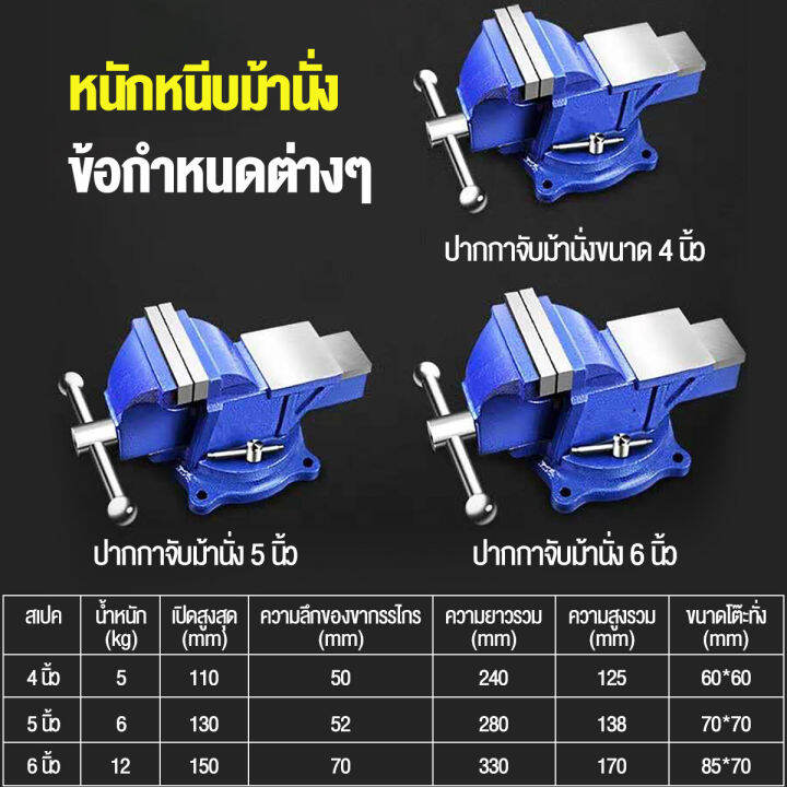 จัดส่ง1-2วัน-heavy-bench-vise-4-นิ้ว-5-นิ้ว-6นิ้ว-ปากกาจับชิ้นงาน-ฐานล็อค-360หมุนได้-แค-100-125mm-ปากกาจับชิ้นงาน-เหล็กเหนียว-แท่นจับชิ้นงาน