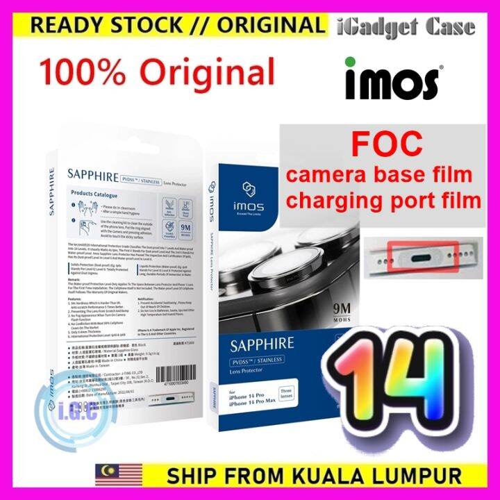 Original imos Pro sapphire camera lens protector for iPhone 14 Pro / 14