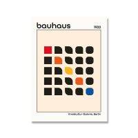 Bauhaus แรงบันดาลใจในนิทรรศการโปสเตอร์เรขาคณิตที่เป็นเอกลักษณ์ภาพพิมพ์ผืนผ้าใบเรียบง่ายภาพวาดนามธรรม69F 0717