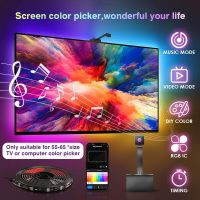 RGB IC TV LED Backlight Lights with Camera Music Sync Wi-Fi Smart App Control Strip Lights for Gaming Movies Screen 55-65 inchs LED Strip Lighting