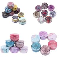 1PC NEW Mini Elegant Flower Tin Box DIY Candle Jar Balm Round Empty Iron Box Portable Lipstick Zipper Cream Storage Box Storage Boxes