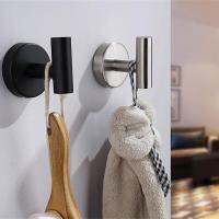 2PCS Wall Hook Stainless Steel Clothes Hanging Hooks Matte Black Adhesive Key Keychain Towel Holder for Bathroom Kitchen Tools