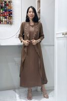 2MUAY รุ่น PP91438 CARDIGAN FLOWER PLEAT DRESS เดรสผู้หญิง เดรสพลีทคุณภาพ 6 สี FREE SIZE