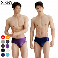 XCKNY Satin Glossy Men Underpants Oily Shiny Solid Color Shiny Breathable Sports Briefs Silk High Elasticity Briefs