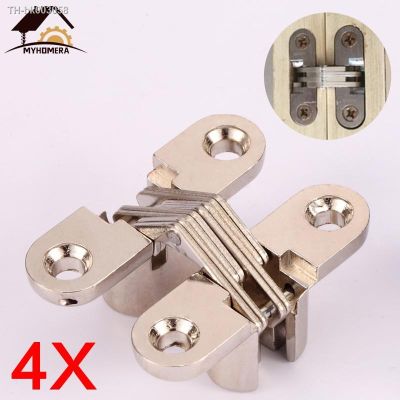 ✟ Myhomera 4Pcs Hidden Hinges 12x42MM Invisible Concealed Barrel Cross Door Hinge Bearing Wooden Box For Folding Window Furniture