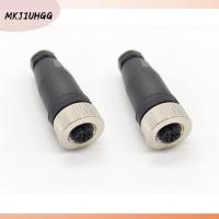 MKJIUHGG 2Pcs 4พิน ขั้วต่อตัวเมีย M12 12mm ครับ ขั้วต่อเซ็นเซอร์ Unshiled ปลั๊กการบิน อุปกรณ์สำหรับอุตสาหกรรม