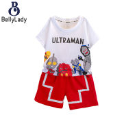 2 Pieces Boys Summer Cotton Cartoon Printing Suit Round Neck Short Sleeves T-shirt Shorts Set【fast】