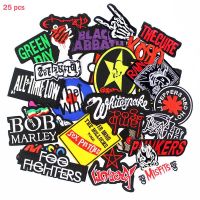 【YF】◄  25 Pcs Metal Band Patches Iron on Music Badges Punk Stickers for Jacket Jeans Embroidered