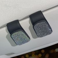 ：{“： Rhinestone Car Crystal Sunglasses Holder Auto Sun Visor Glasses Case Clip Card Ticket Stand Fastener Eyeglasses Car Accessories