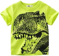 Toddler Kids Baby Boys Girls Dinosaur Short Sleeve Crewneck T Shirts Tops Tee Clothes for Children (Green, 3-4 Years)