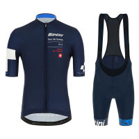 พร้อมสต็อกผู้ชาย SMS Tour de Suisse Blue cycling Jersey และ Bib shorts set