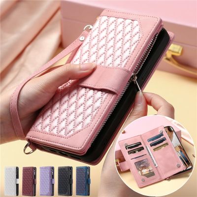 「Enjoy electronic」 Lanyard Flip Leather Phone Case for Samsung Galaxy A53 5G A73 A33 A23 A13 A32 A52S A52 A72 A51 A71 A21S Zipper Wallet Card Cover