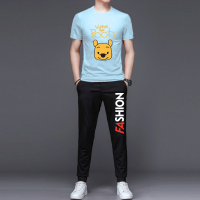 ชุดเซ็ทแฟชั่นเสื้อยืดแขนสั้นสกรีนลาย+กางเกงจ๊อกกิ้งและกางเกงเรียกเหงื่อ กางเกงกีฬา ใส่ได้ทั้งหญิงและชายTLK-0502-0760