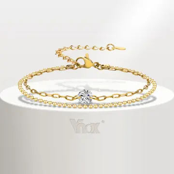 A-z Initial Letter Bracelet For Women Girls Gold Color Stainless