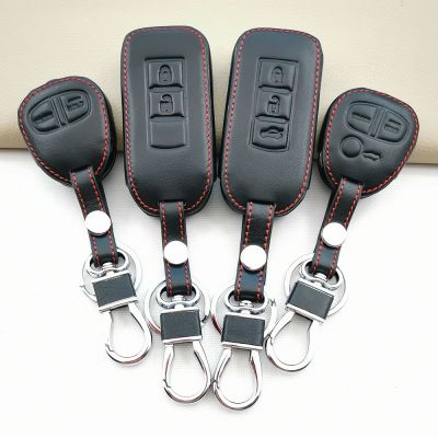 ✺ Leather Car Remote Control Key Case Cover For Mitsubishi Outlander Lancer Ex ASX Colt Grandis Pajero Sport Accessories Shell