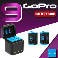 ของแท้ TELESIN แบตเตอรี่ + แท่นชาร์จ 3 ช่อง GOPRO HERO 8 9 10 แบตเตอรี่เสริม ใส่ Memory Card ได้ Tri Charger Box Battery Storage Set