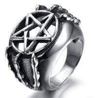 Vintage Holllow Out Wickedest Pentacle Pentagram Cool Biker Skull Claws Ring