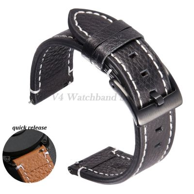 Tali jam tangan kulit sapi asli tali jam tangan 18mm 19mm 20mm 21mm 22mm gelang pergelangan tangan lembut lepas cepat
