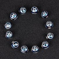 12 Zodiac Signs Beads Charms Blue 10mm Constellation Round Crystal Beads for Jewelry Making Handmade DIY Accessories Bracelets DIY accessories and oth