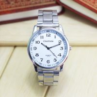 Clear digital watch for middle-aged and elderly stainless steel couple waterproof pointer quartz large dial watch for men and women