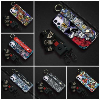 Graffiti Cute Phone Case For iphone 12/12 Pro Wrist Strap Shockproof Soft Case Original Soft Silicone Fashion Design