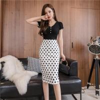 【CW】 2021 summer formal office ladies Dot Waist Bodycon vintage Skirts korean style Female Falda