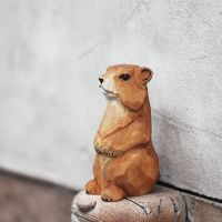 【YF】☏◄  woodcarving marmot ornaments solid marmots animal desktop decoration crafts