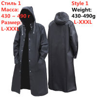 Fashion Black Waterproof Long Raincoat Women Suit Men Rain Coat Hooded for Outdoor Hiking Travel Fishing Climbing