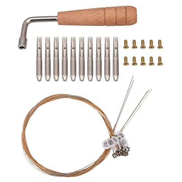 10Pcs Tuning Pin Nails&10Pcs Rivets,with LShape Tuning Wrench,10