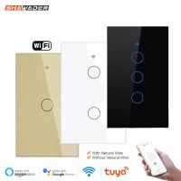 Tuya Wifi Smart Wall Light Switch Glass Screen Touch Sensor Panel Wireless Electrical Remote Control by Alexa Dot Google Home