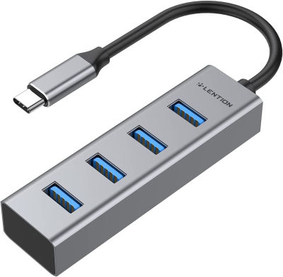 LENTION USB C Hub, 4 USB 3.0 Ports, USB C to USB A Multiport Adapter for 2021-2016 MacBook Pro 13/15/16 M1, Mac Air &amp; Surface, iPad Pro, Chromebook, More, Stable Driver Certified (CB-C22s, Space Gray)