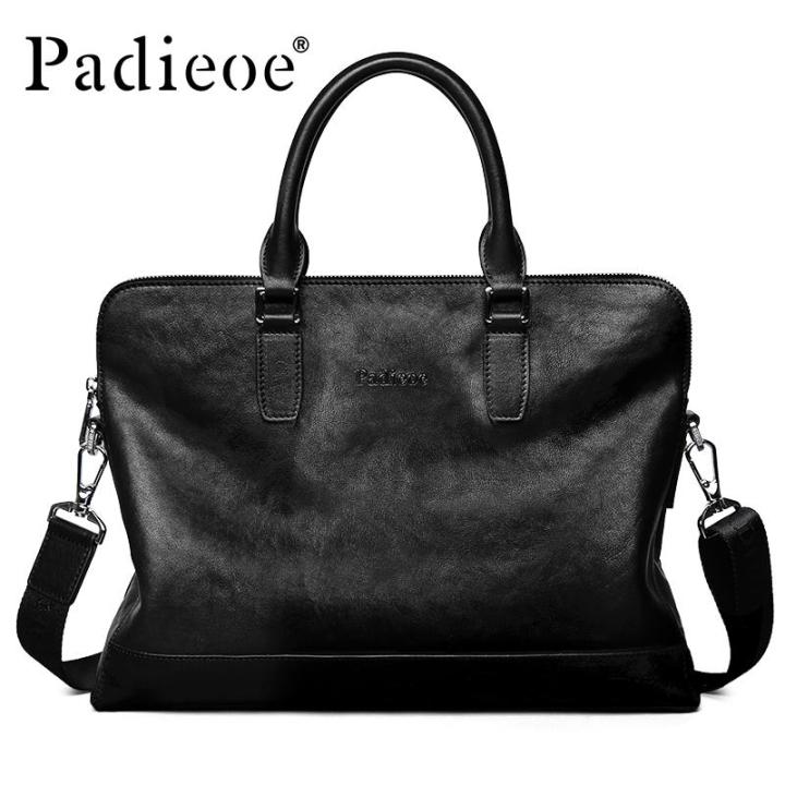 padieoe-กระเป๋าใส่โน๊ตบุ๊คของรองเท้าผู้ชายหนังแท้กระเป๋าเอกสารสะพายไหล่ชายแฟชั่นการเดินทางธุรกิจผู้ชาย