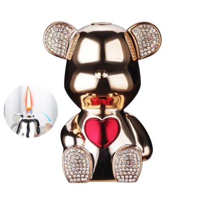 ZZOOI New Trendy Cartoon Bear Lighter Butane Torch Lighter Electronic Igniter Gas Lighters Smoking Accessories Tools Unusual Gift