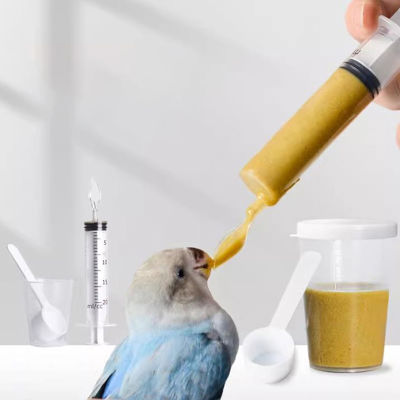 4ชิ้นเซ็ต Mini Bird Baby Feeder พร้อม Scale พลาสติกที่ถอดออกได้ช้อน Gavage Tube Parrot Liquid อาหารเครื่องมือเกรดอาหาร