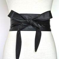 【cw】 WomenUpSoftBelts LadiesDecorativeTie Bow BeltColor All-match Wide Corsets Cummerbunds ！